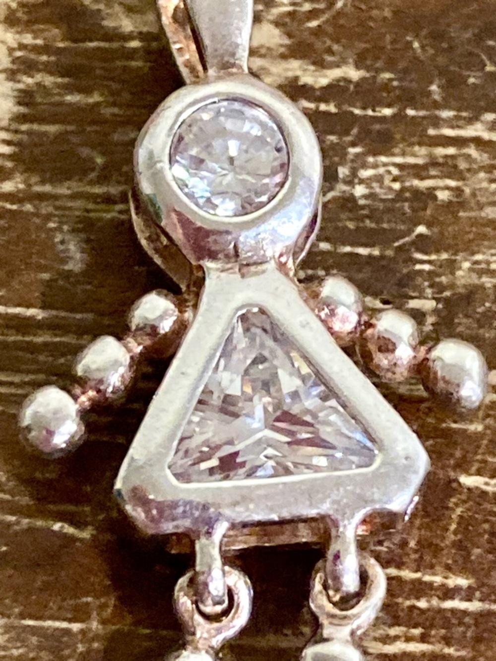 Silver Tone Woman / Mom Pendant with Clear Stones - Picture 9 of 10
